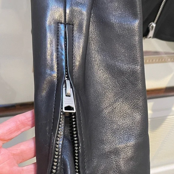 All Saints Dalby Leather Biker Jacket - Picture 10 of 14
